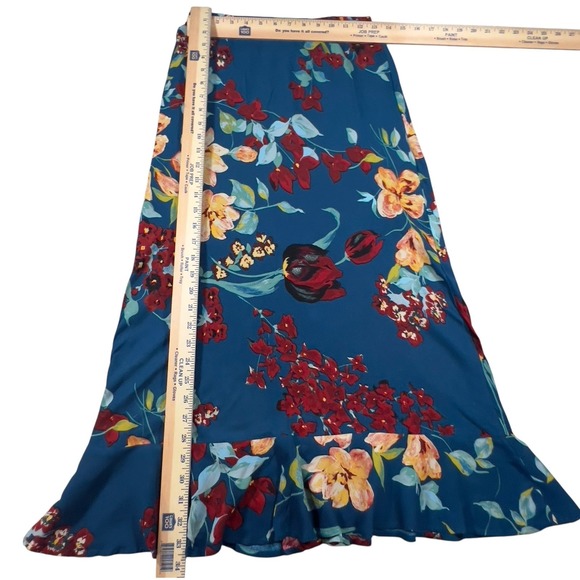 Band of Gypsies Collective Pisa Teal Floral Ruffle Slip‎ Skirt Midi Small NEW - Picture 9 of 9